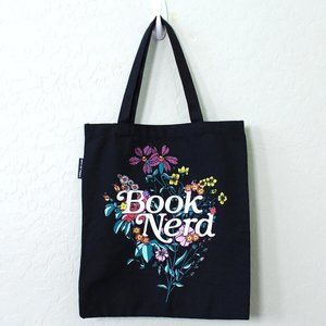 Out Of Print Book Nerd Floral Canvas Tote Bag